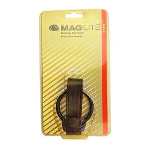 Mag-Lite D-Cell Flashlight Belt Holder Leather Cradle Oxidized Brass Vintage